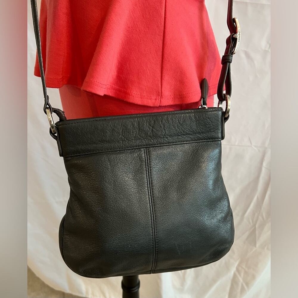 BRIGHTON GRAY LEATHER CROSSBODY SHOULDER BAG PURSE - Picture 6 of 13